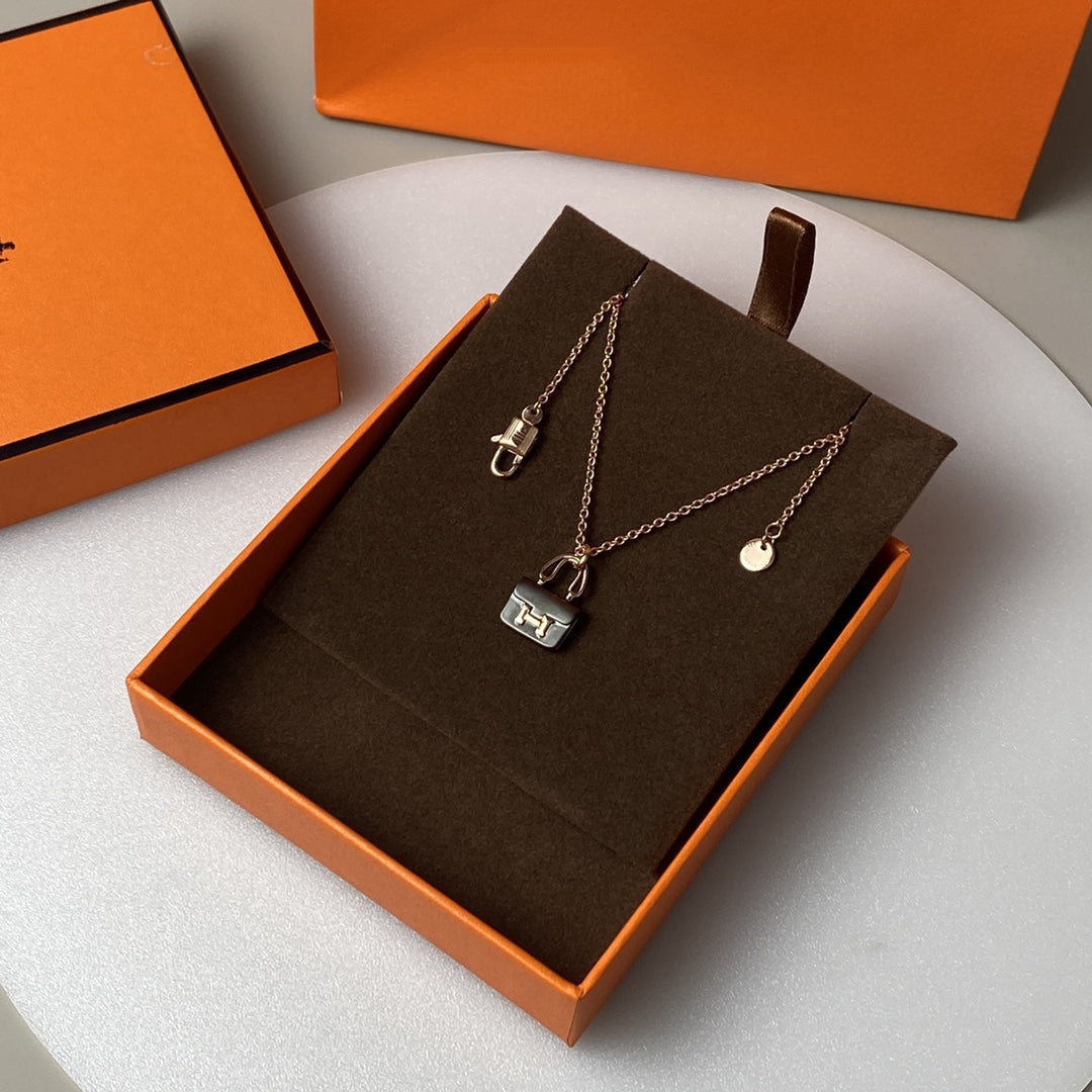 ⭐Miroze CONSTANCE BLACK PEDANT PINK GOLD NECKLACE