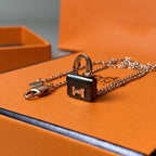 ⭐Miroze CONSTANCE BLACK PEDANT PINK GOLD NECKLACE