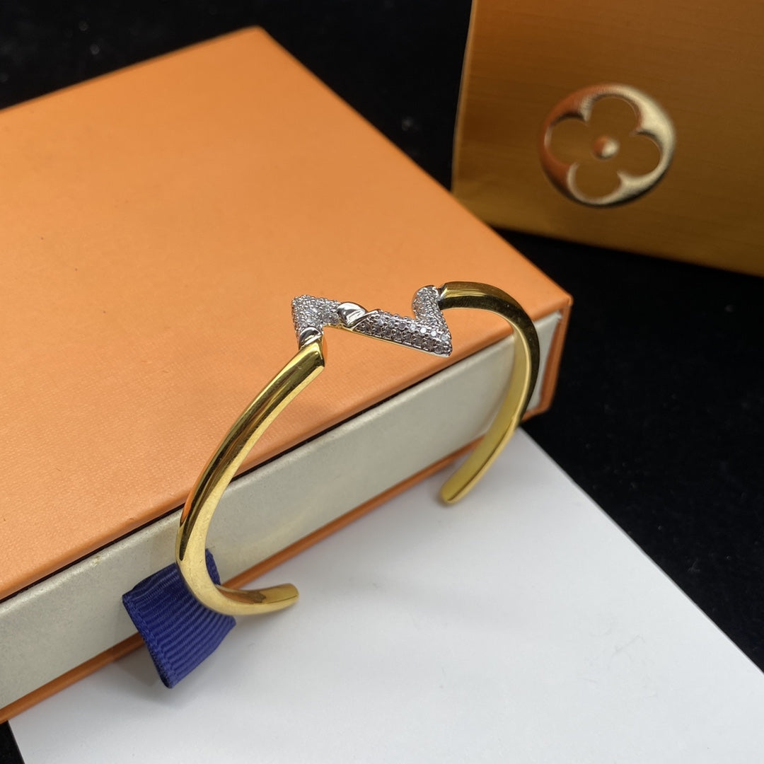 [⭐Miroze]VOLTE UPSITE DOWN DIAMOND GOLD OPEN BRACELET