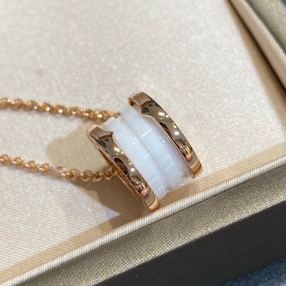 [⭐Miroze]ZERO 1 WHITE CERAMIC PINK GOLD NECKLACE