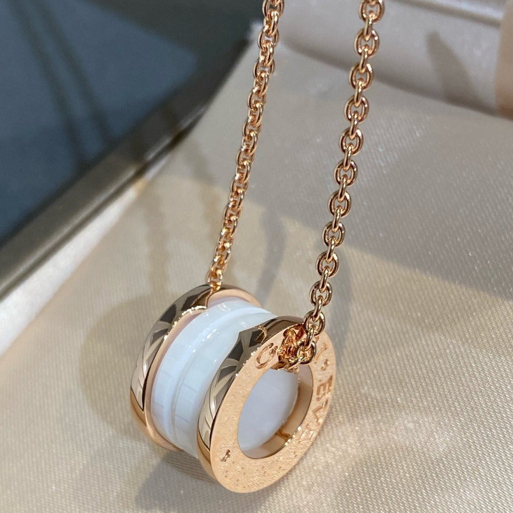[⭐Veya]ZERO 1 WHITE CERAMIC PINK GOLD NECKLACE