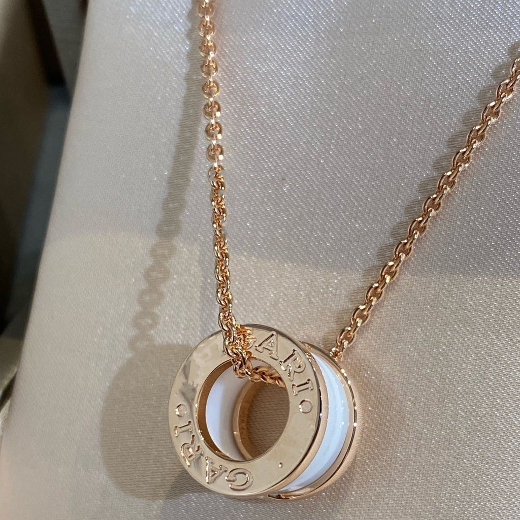[⭐Veya]ZERO 1 WHITE CERAMIC PINK GOLD NECKLACE