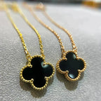 ⭐Miroze CLOVER 15MM BLACK ONYX SINGLE FLOWER NECKLACE