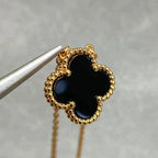 ⭐Miroze CLOVER 15MM BLACK ONYX SINGLE FLOWER NECKLACE