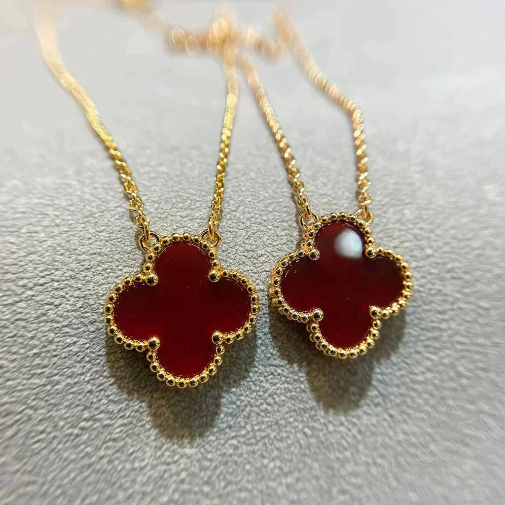 ⭐Miroze CLOVER 15MM CARNELIAN SINGLE FLOWER NECKLACE