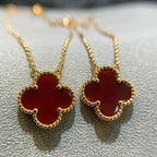 ⭐Miroze CLOVER 15MM CARNELIAN SINGLE FLOWER NECKLACE