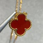 ⭐Miroze CLOVER 15MM CARNELIAN SINGLE FLOWER NECKLACE