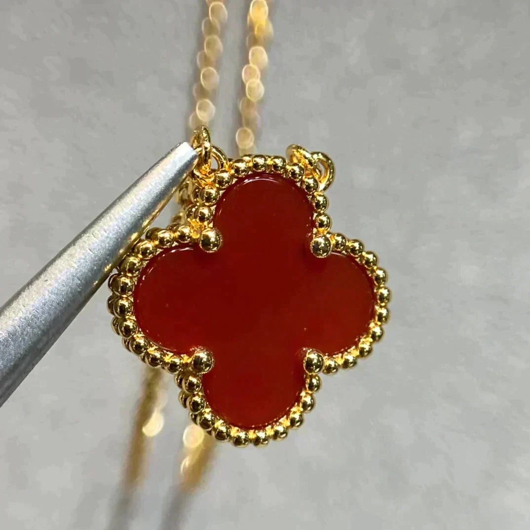 ⭐Miroze CLOVER 15MM CARNELIAN SINGLE FLOWER NECKLACE