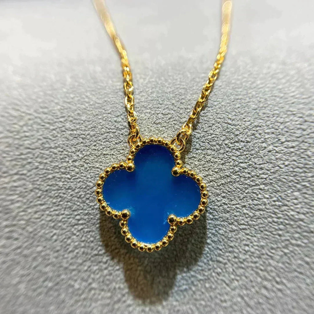 ⭐Miroze CLOVER 15MM BLUE AGATE NECKLACE