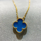 ⭐Miroze CLOVER 15MM BLUE AGATE NECKLACE