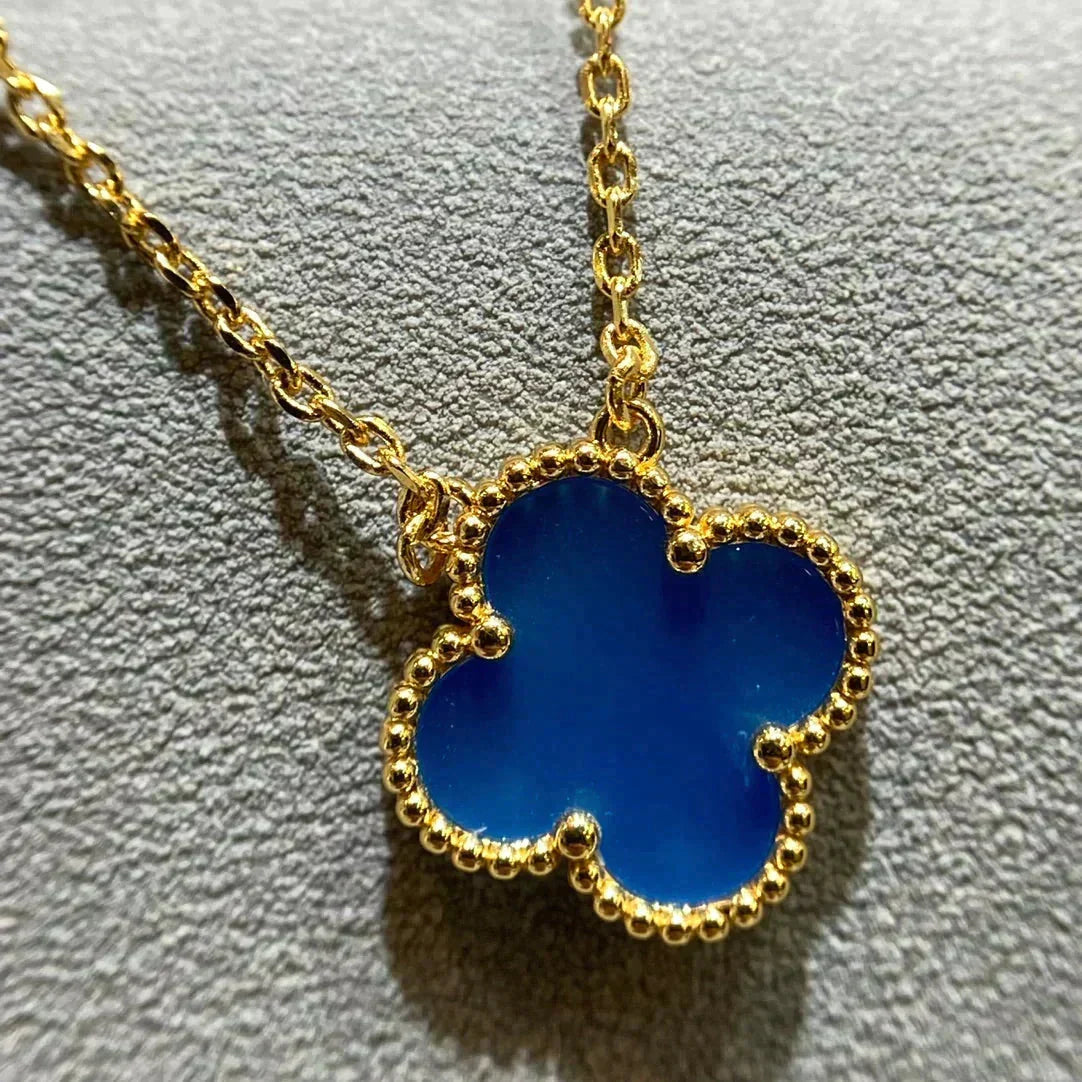 ⭐Miroze CLOVER 15MM BLUE AGATE NECKLACE