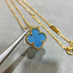 ⭐Miroze CLOVER 15MM BLUE AGATE NECKLACE