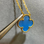 ⭐Miroze CLOVER 15MM BLUE AGATE NECKLACE