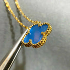 ⭐Miroze CLOVER 15MM BLUE AGATE NECKLACE
