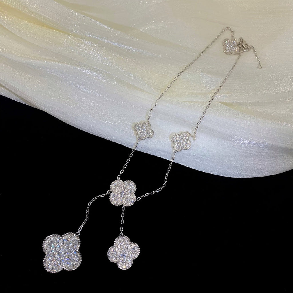 ⭐Miroze CLOVER 5 MOTIFS SILVER DIAMONDS NECKLACE