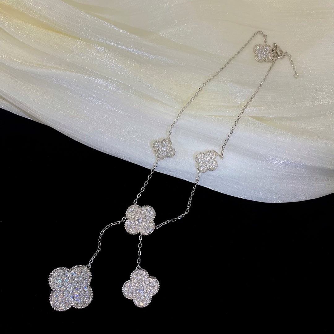 ⭐Miroze CLOVER 5 MOTIFS SILVER DIAMONDS NECKLACE