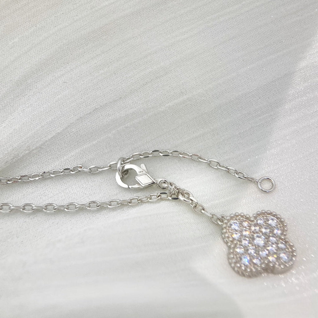 ⭐Miroze CLOVER 5 MOTIFS SILVER DIAMONDS NECKLACE