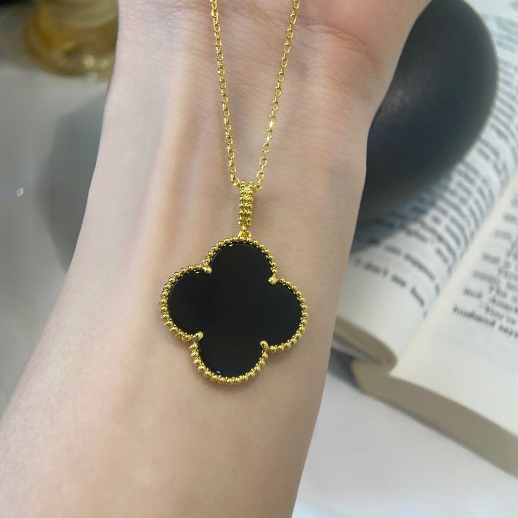 ⭐Miroze CLOVER 25MM NECKLACE GOLD ONYX
