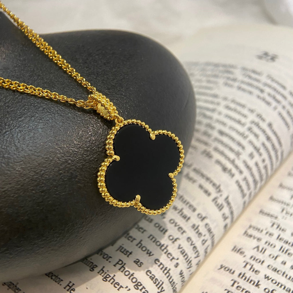 ⭐Miroze CLOVER 25MM NECKLACE GOLD ONYX