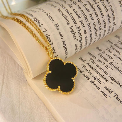 [⭐Miroze] CLOVER 25MM NECKLACE GOLD ONYX