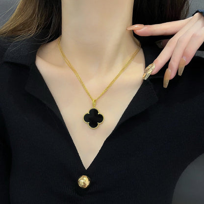 [⭐Miroze] CLOVER 25MM NECKLACE GOLD ONYX