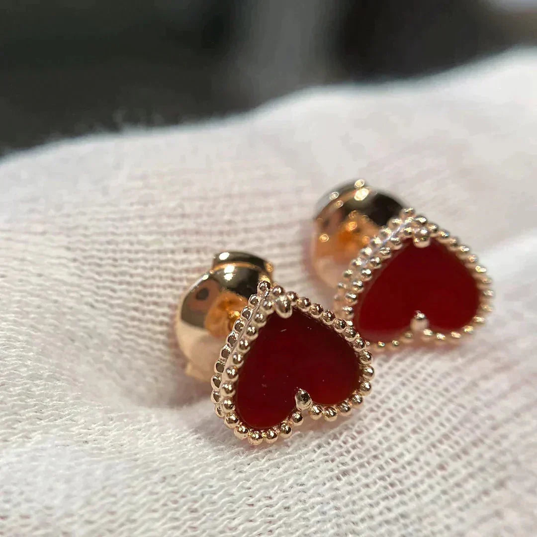 [⭐Miroze] HEART CARNELIAN STUD EARRINGS