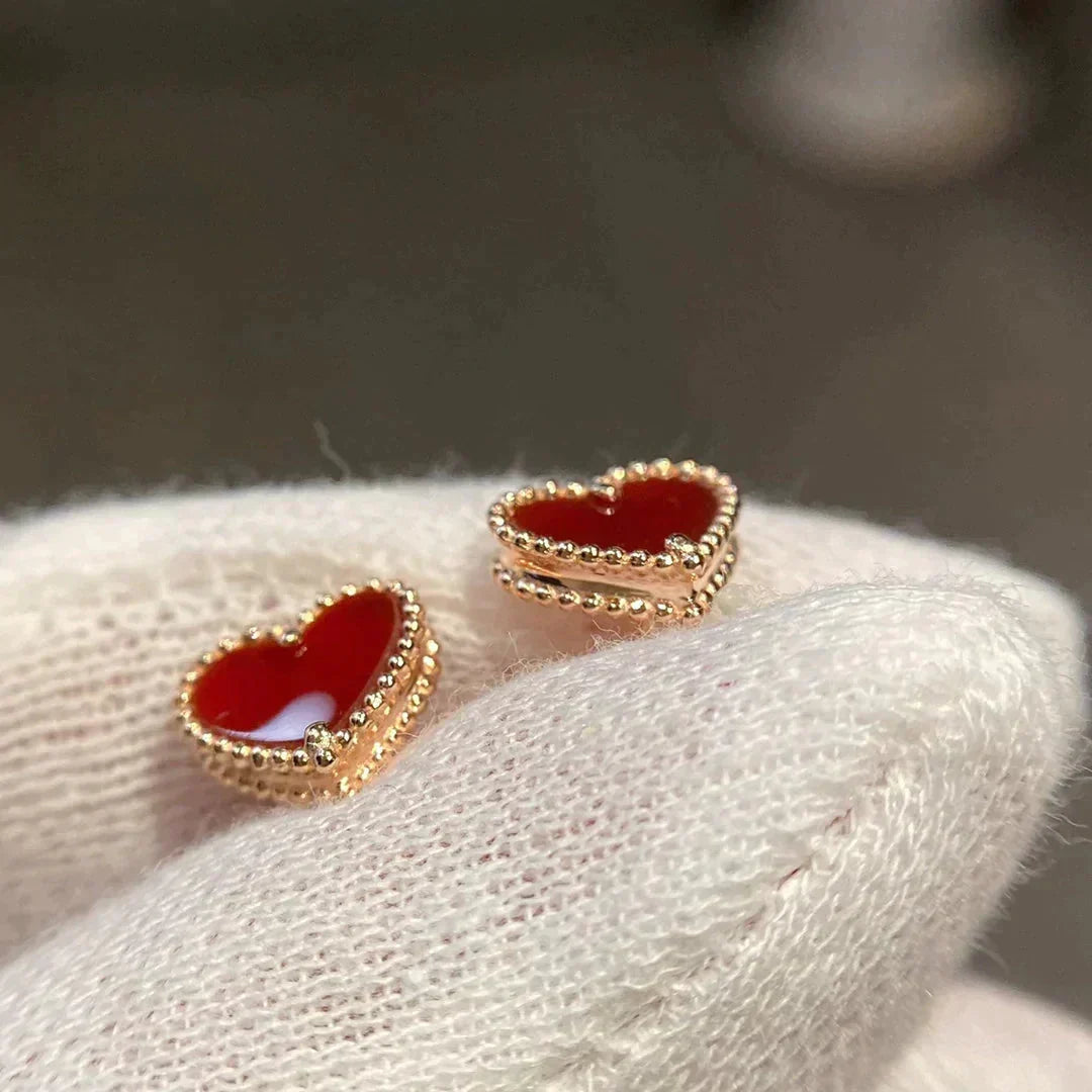 [⭐Miroze] HEART CARNELIAN STUD EARRINGS