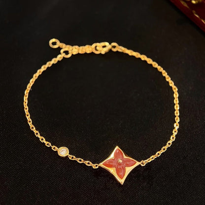 [⭐Miroze] カラースター カーネリアン ピンクゴールド ダイヤモンド ブレスレット