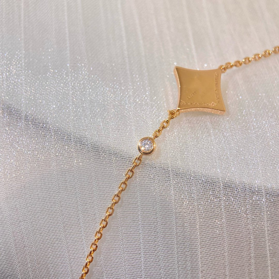 [⭐Miroze] カラースター カーネリアン ピンクゴールド ダイヤモンド ブレスレット