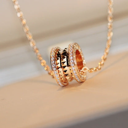 [⭐Miroze]ZERO 1 ROCK PEDANT PINK GOLD NECKLACE