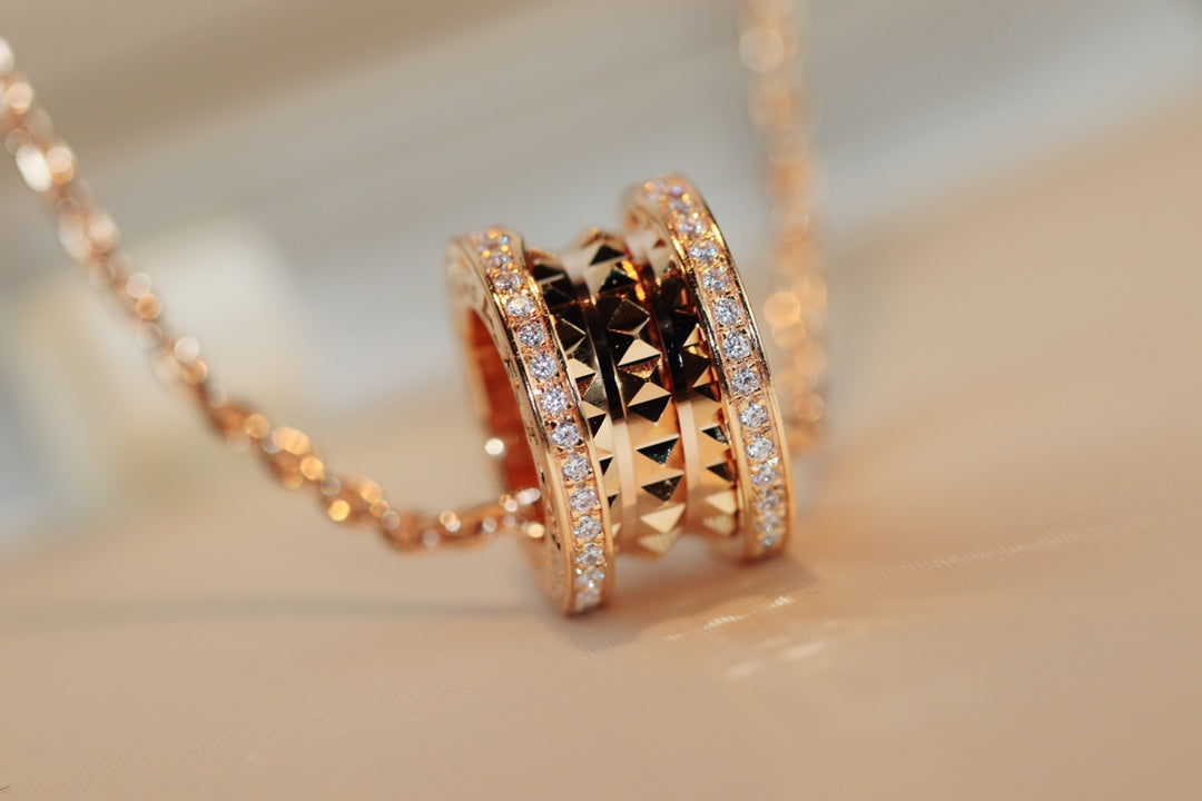 [⭐Miroze]ZERO 1 ROCK PEDANT PINK GOLD NECKLACE