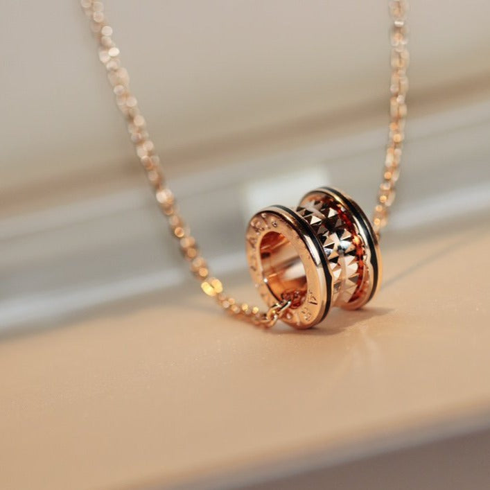 [⭐Miroze]ZERO 1 ROCK PEDANT PINK GOLD BLACK NECKLACE