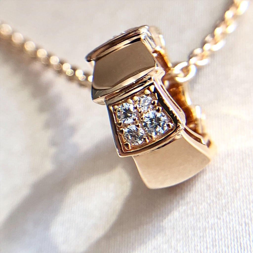 [⭐Veya]SERPENTI PEDANT DIAMOND PINK GOLD NECKLACE