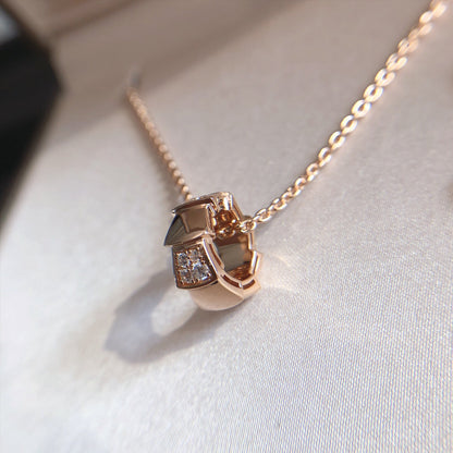 [⭐Miroze]SERPENTI PEDANT DIAMOND PINK GOLD NECKLACE