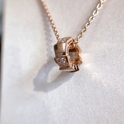 [⭐Miroze]SERPENTI PEDANT DIAMOND PINK GOLD NECKLACE