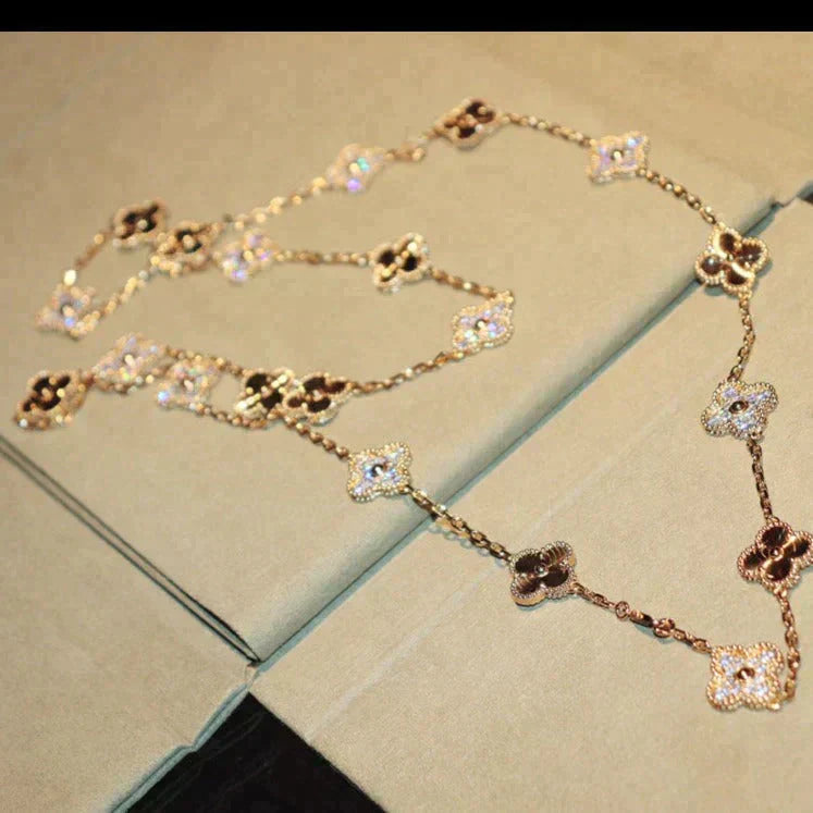[⭐Miroze]CLOVER 20 MOTIFS LASER DIAMOND NECKLACE