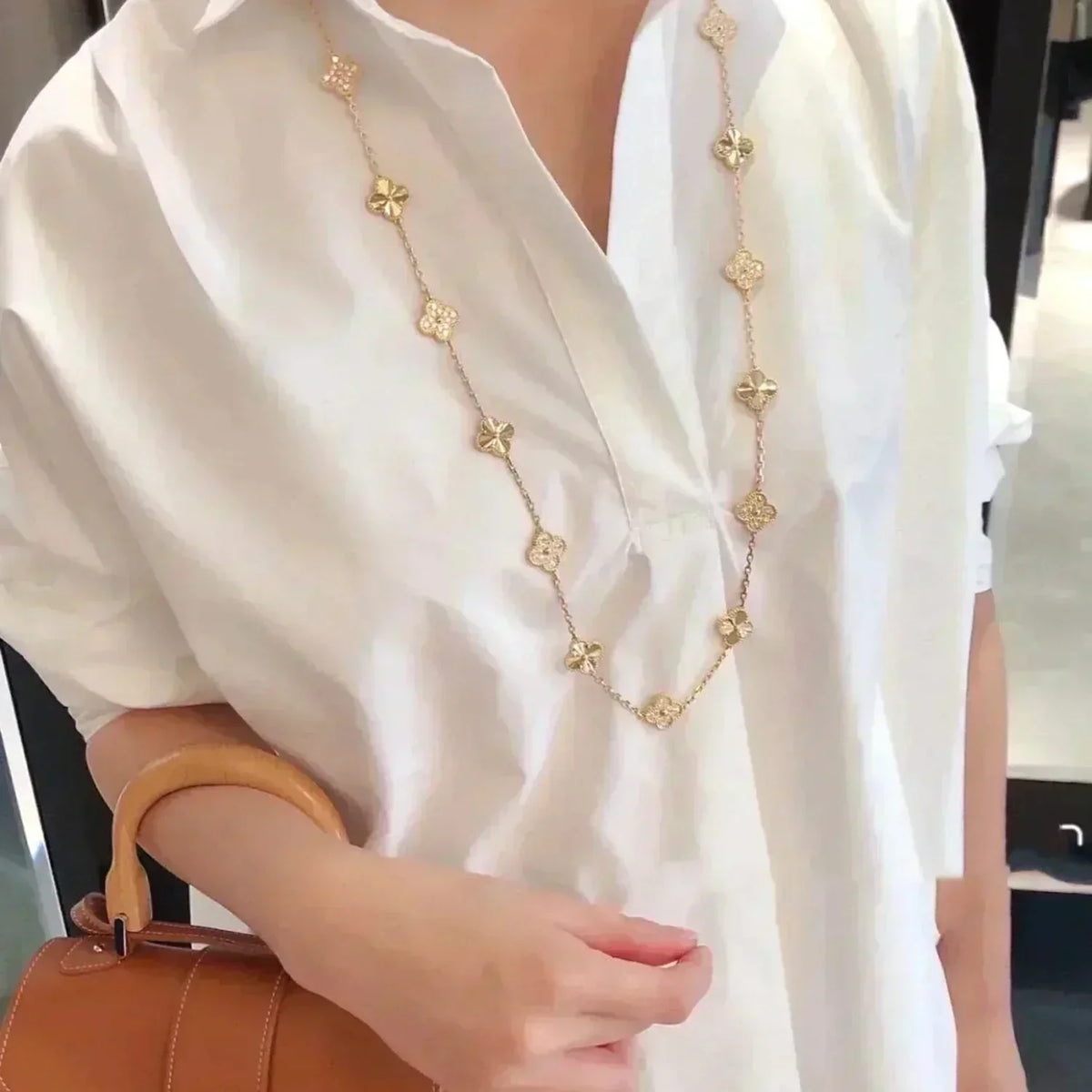 [⭐Miroze]CLOVER 20 MOTIFS LASER DIAMOND NECKLACE