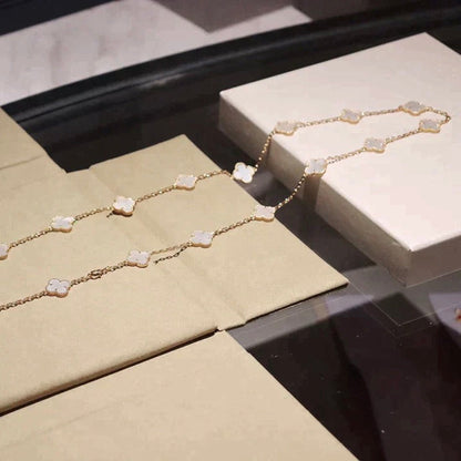 [⭐Miroze]CLOVER 20 MOTIFS WHITE MOP NECKLACE