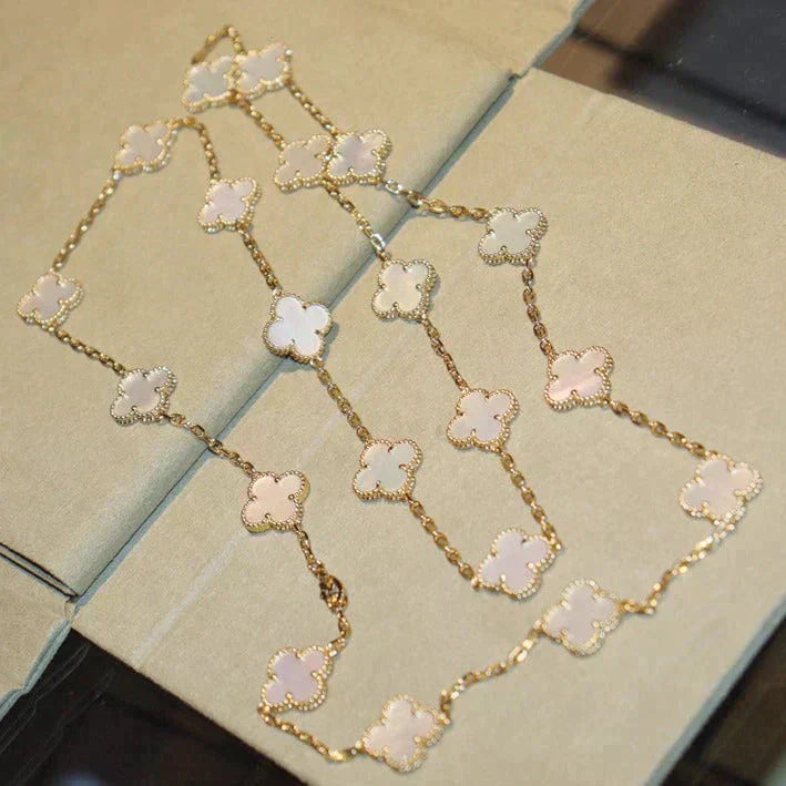[⭐Miroze]CLOVER 20 MOTIFS WHITE MOP NECKLACE