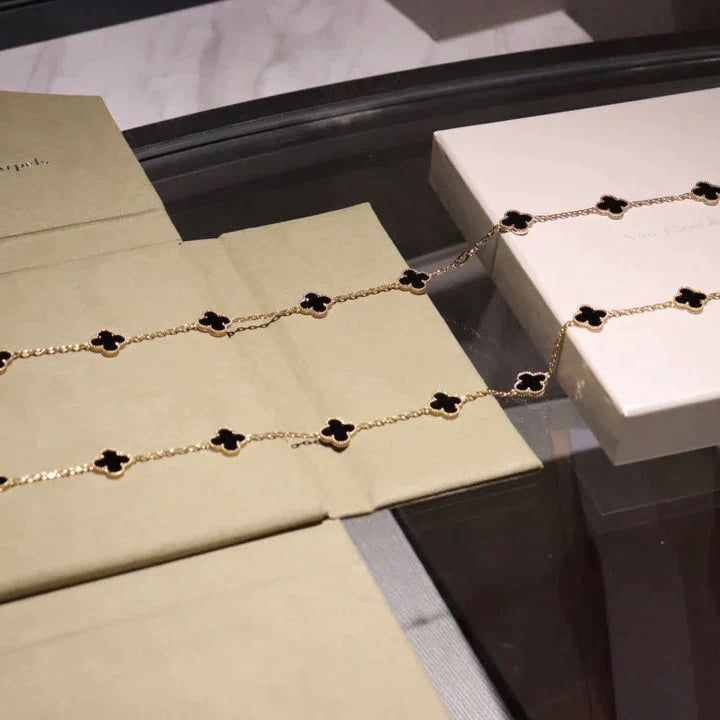 ⭐Miroze CLOVER 20 MOTIFS ONYX NECKLACE