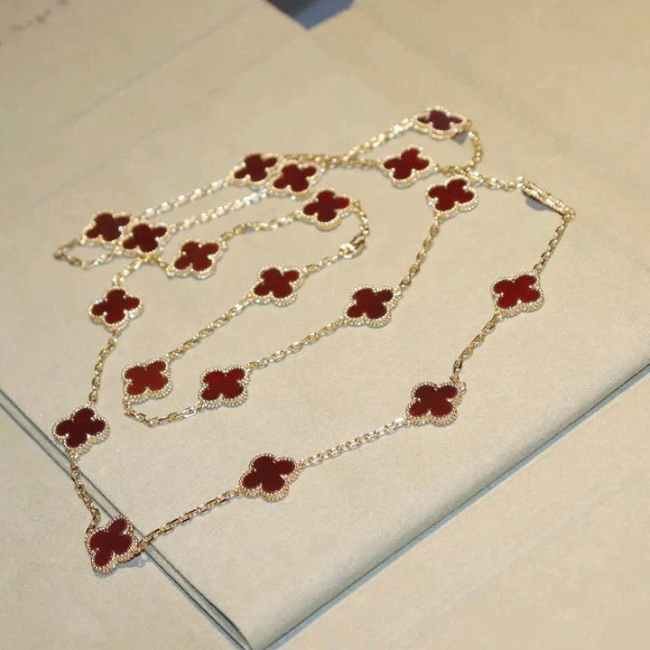 ⭐Miroze CLOVER 20 MOTIFS CARNELIAN NECKLACE