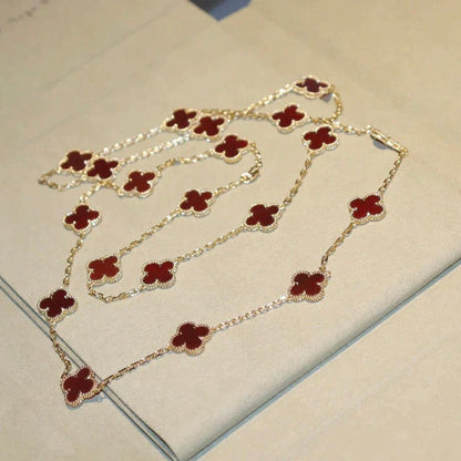 [⭐Miroze]CLOVER 20 MOTIFS CARNELIAN NECKLACE