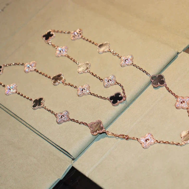 ⭐Miroze CLOVER 20 MOTIFS DARK MOP DIAMOND  NECKLACE