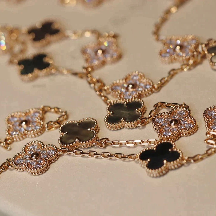 ⭐Miroze CLOVER 20 MOTIFS DARK MOP DIAMOND  NECKLACE
