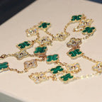 ⭐Miroze CLOVER 20 MOTIFS MALACHITE DIAMOND NECKLACE