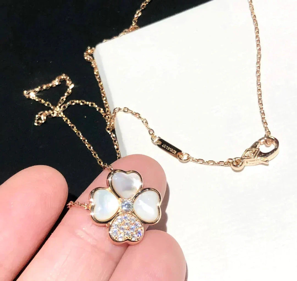⭐Miroze CLOVER MOP DIAMOND ROSE GOLD NECKLACE