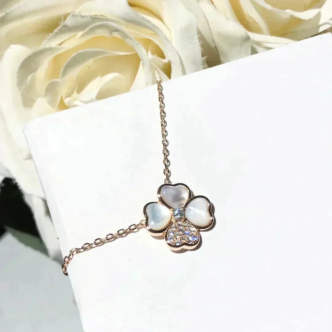 ⭐Miroze CLOVER MOP DIAMOND ROSE GOLD NECKLACE