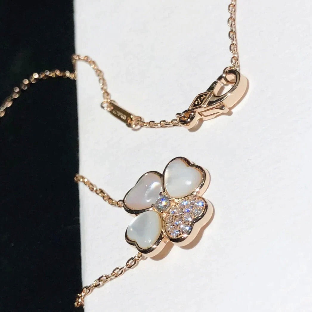 ⭐Miroze CLOVER MOP DIAMOND ROSE GOLD NECKLACE