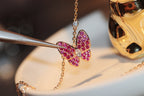 ⭐Miroze BUTTERFLY RED DIAMOND ROSE GOLD NECKLACE