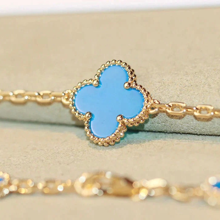 [⭐Miroze]CLOVER 20 MOTIFS TURQUOISE GOLD